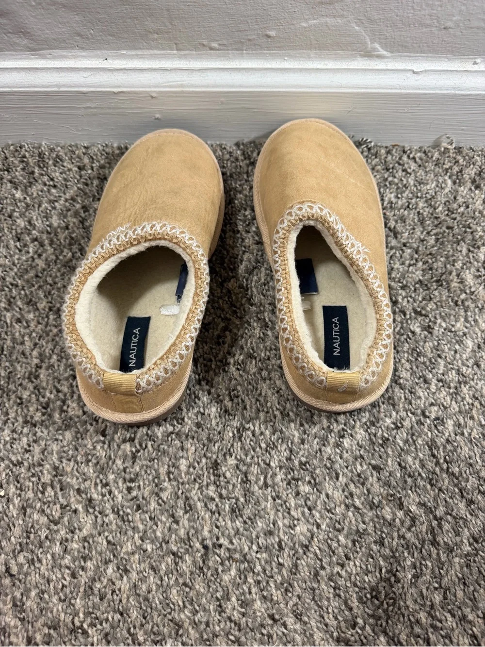 Nautica Kids Light Brown Slip-On Cozy Slippers